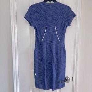 Lululemon & Go Where short sleeve heathered sapphire blue stretchy fitted dress